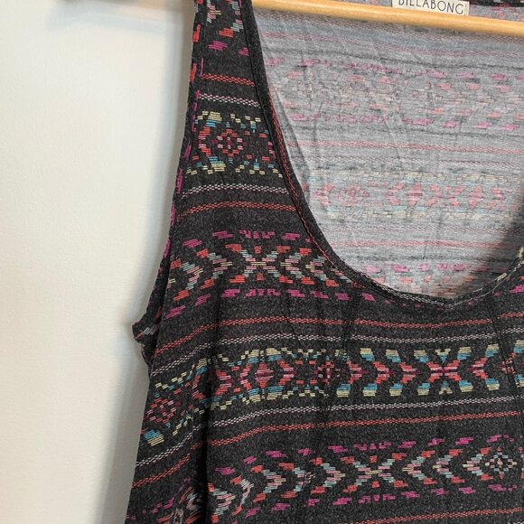 Billabong. Soft Tank Top. Black With Multicolor Pattern. Size Medium. Womens. - Picture 4 of 8